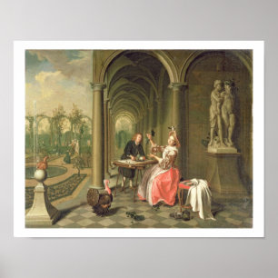 The Colonnade of a Country House with a Lady seate Poster