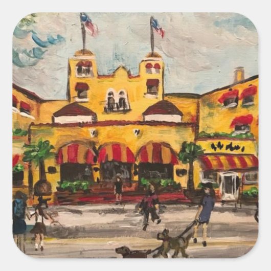 "The Colony Hotel, Delray Beach, Florida"-Aufklebe Quadratischer Aufkleber (Vorderseite)