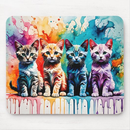 The Colorful Quartet: Paws and Paint! Mousepad (Vorne)