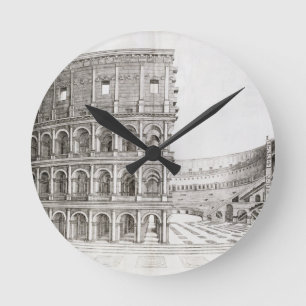 The Colosseum, built in AD 80 (engraving) Runde Wanduhr