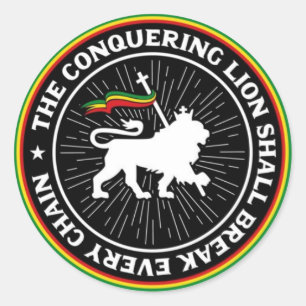 The Conquering Lion Shall Break Every Chain Rasta Runder Aufkleber