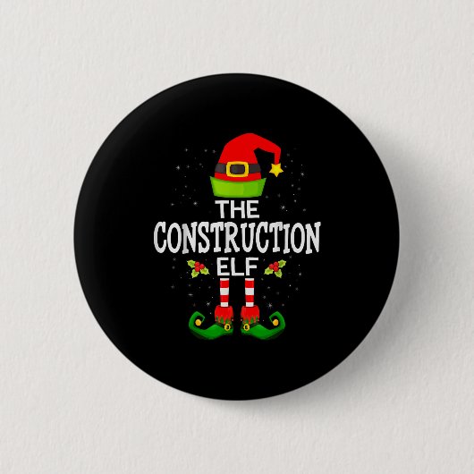 The Construction Elf Christmas Family Matching Paj Button (Vorderseite)