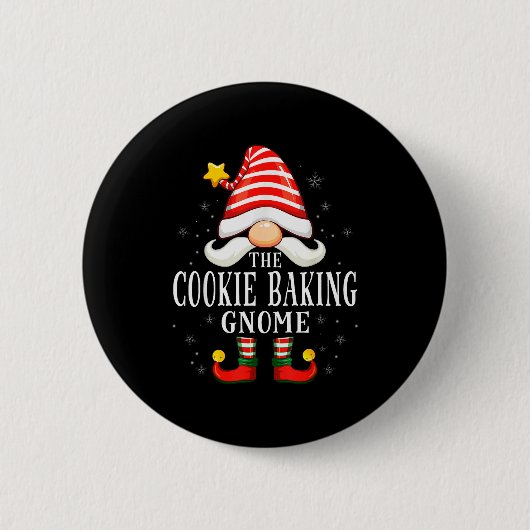 The Cookie Baking Gnome Christmas Group Family Paj Button (Vorderseite)