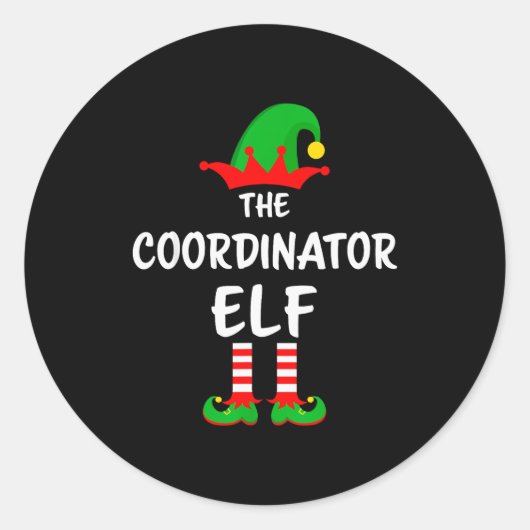 The Coordinator Elf Matching Family Christmas Runder Aufkleber (Vorderseite)