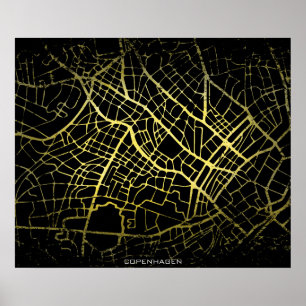 The Copenhagen Gold Style Art Karte Poster