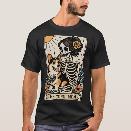 The Corgi Mom Tarot Card Skeleton Gothic Dog  T-Shirt (Vorderseite)