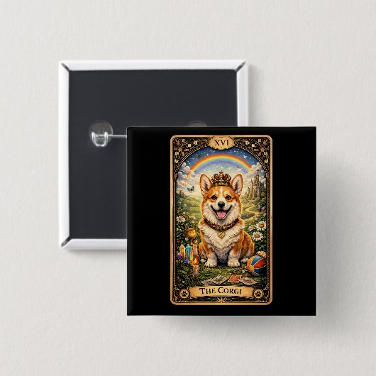 The Corgi Tarot Card Button (Vorne & Hinten)