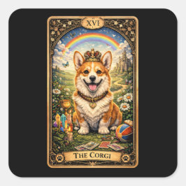 The Corgi Tarot Card Quadratischer Aufkleber