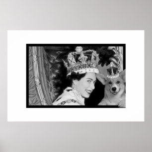 The Coronation of Elizabeth II and her Corgi Poster
