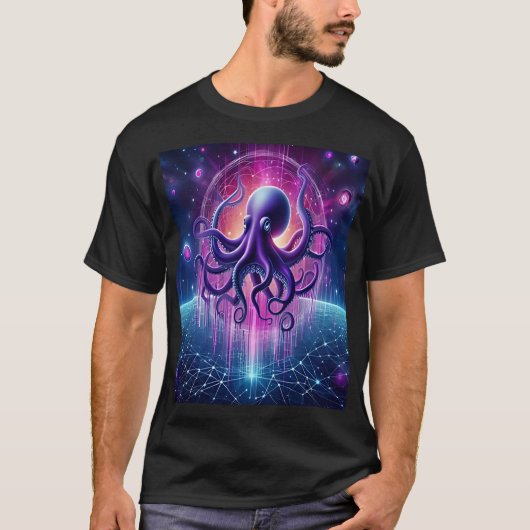 The Cosmic Octopus: Guardian of the Digital Univer T-Shirt (Vorderseite)