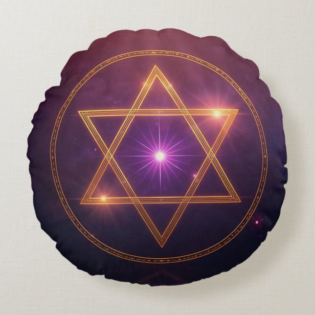The Cosmic Star of Enlightened Balance Rundes Kissen (Vorderseite)