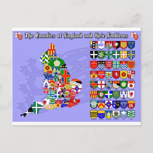 The Counties of England, their flags & emblems Postkarte (Vorderseite)