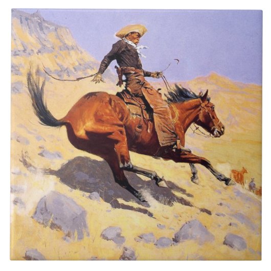 The Cowboy (von Frederic Remington) Fliese (Vorderseite)