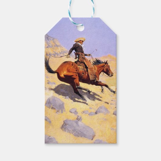 The Cowboy (von Frederic Remington) Geschenkanhänger (Vorderseite)