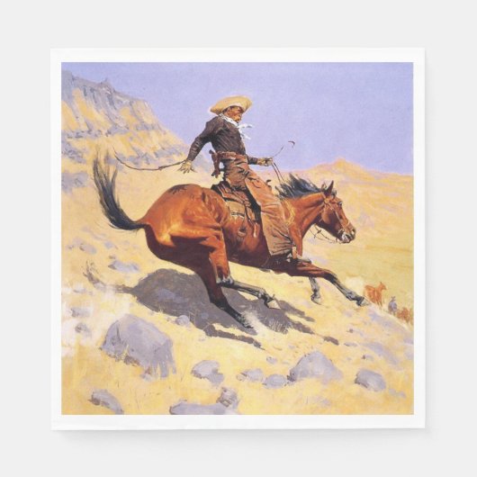 The Cowboy (von Frederic Remington) Serviette (Vorderseite)