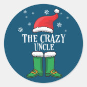 The Crazy Onkel - Matching Family Christmas Elf Runder Aufkleber (Vorderseite)