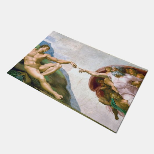 The Creation of Adam, Michelangelo, 1508-1512 Fußmatte (Schrägansicht)