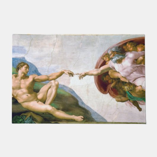 The Creation of Adam, Michelangelo, 1508-1512 Fußmatte (Vorderseite)