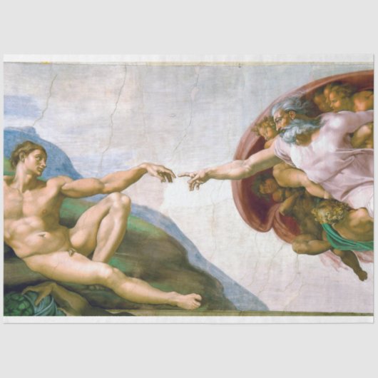 The Creation of Adam, Michelangelo, 1508-1512 Seidenpapier (Vorderseite)