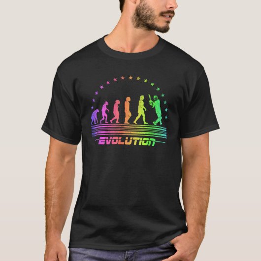 The Cricket Evolution Retro Cricketspieler Herren T-Shirt (Vorderseite)