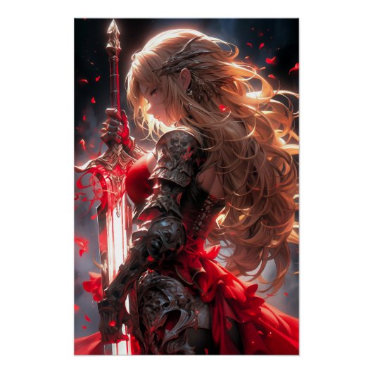 The Crimson Knight | Anime Warrior Princess Art Poster (Vorderseite)