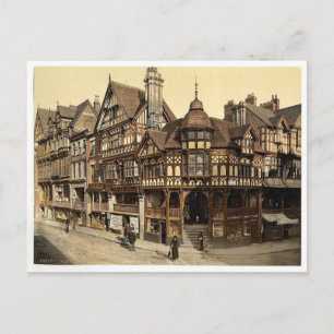 The Cross and Rows, Chester, England Vintage-Foto Postkarte
