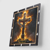 The Cross Medallion Power Philippians 4:13 Verse Quadratische Wanduhr (Winkel)