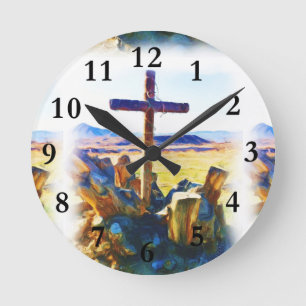 The Cross of Salvation-Saved_ Runde Wanduhr