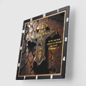 The Cross Redemption Ornate Earth Ephesians 1:7 Quadratische Wanduhr (Winkel)