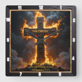 The Cross Victory Faith Philippians 4:13 Verse Quadratische Wanduhr (Vorderseite)