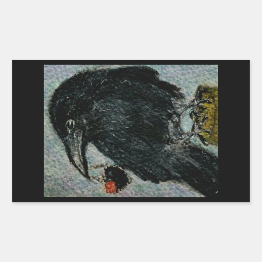 "The Crow, die die Rose-Halskette gestohlen hat!"  Rechteckiger Aufkleber (Vorderseite)