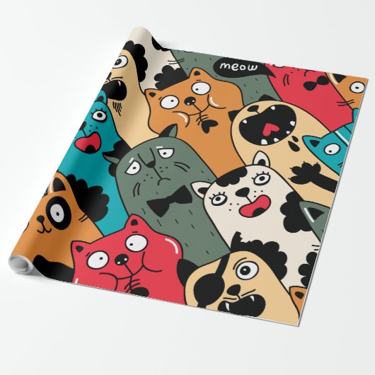 The crowd of cats geschenkpapier (Ungerollt)