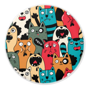 The crowd of cats keramikknauf