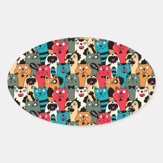 The crowd of cats ovaler aufkleber (Vorderseite)