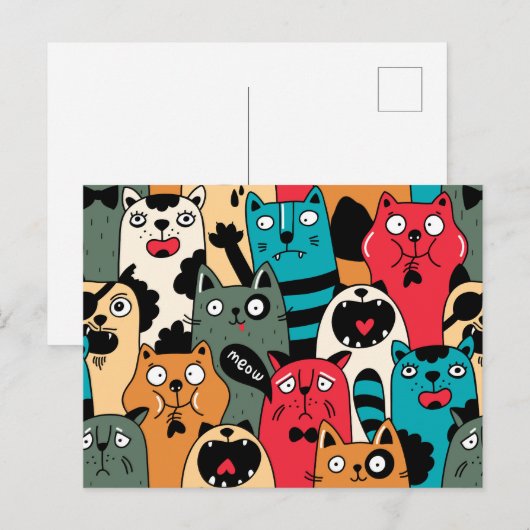 The crowd of cats postkarte (Vorne/Hinten)