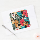 The crowd of cats quadratischer aufkleber (Umschlag)