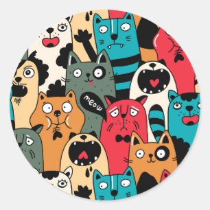 The crowd of cats runder aufkleber