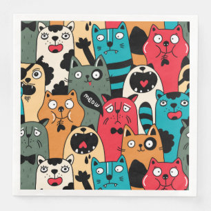 The crowd of cats serviette
