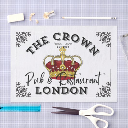 The Crown - British Pub Sign Seidenpapier (Handwerk)