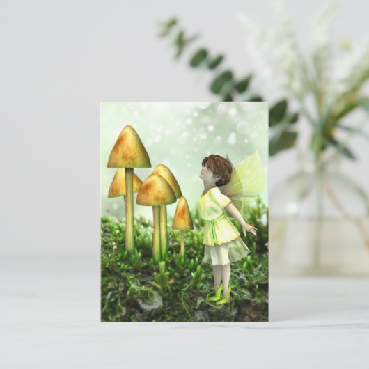 The Curious Fairy - Fairy and Toadstools Postkarte (Stehend Vorderseite)