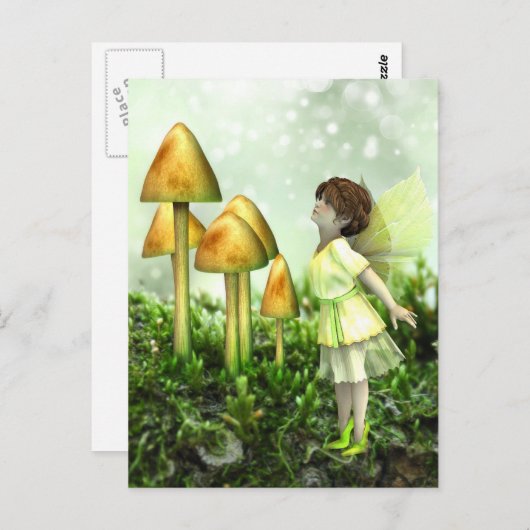 The Curious Fairy - Fairy and Toadstools Postkarte (Vorne/Hinten)