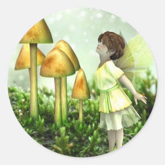 The Curious Fairy - Fairy and Toadstools Runder Aufkleber (Vorderseite)