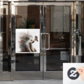 "The Curious Prickler" Wasserfarbe Porcupine Decke Fensteraufkleber (Büro Tür)