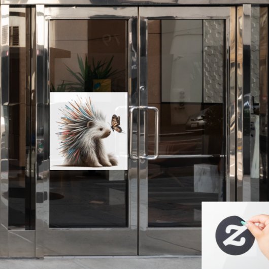 "The Curious Prickler" Wasserfarbe Porcupine Decke Fensteraufkleber (Büro Tür)