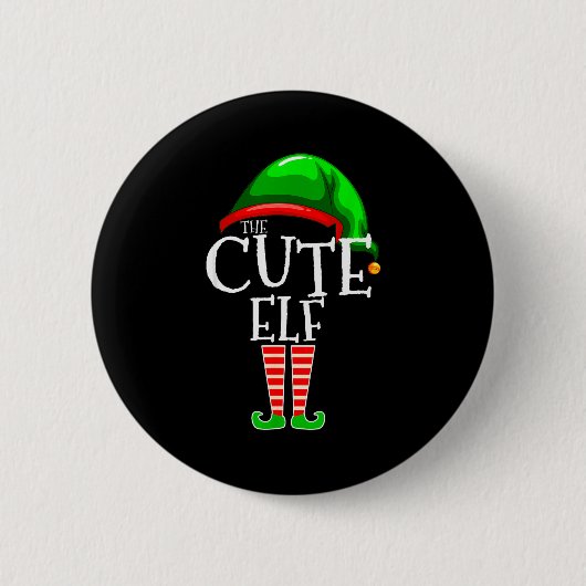 The Cute Elf Group Matching Family Christmas Button (Vorderseite)