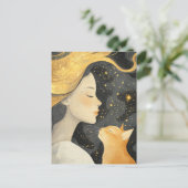 The Cute Ginger Cat and a Woman Postkarte (Stehend Vorderseite)