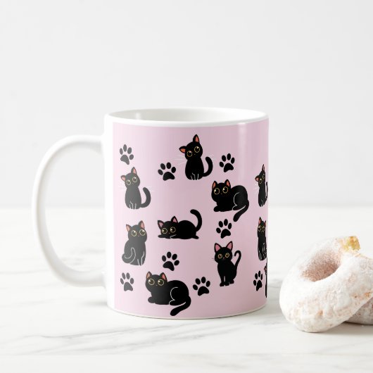 The Cutest Black Cat Mug Gift for Cat Lovers Kaffeetasse (Mit Donut)