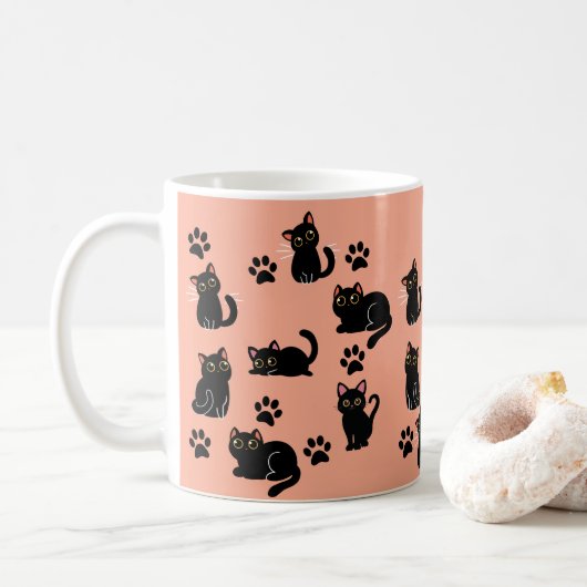 The Cutest Black Cat Mug Gift for Cat Lovers Kaffeetasse (Mit Donut)