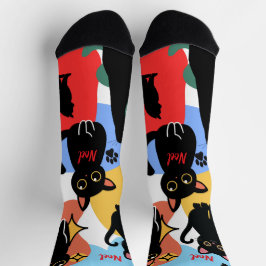 The Cutest Black Cat Socks - Black Cat Gift Socken