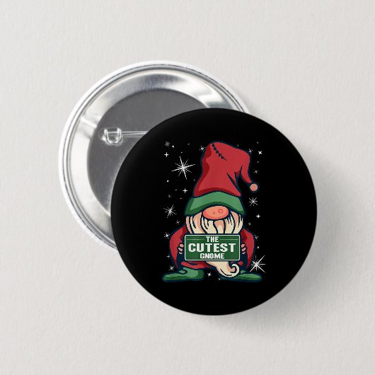 The Cutest Gnome Xmas Elf Matching Family Christma Button (Vorne & Hinten)
